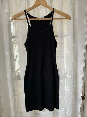 Eterne Black Mini Bodycon Dress with Thin Straps